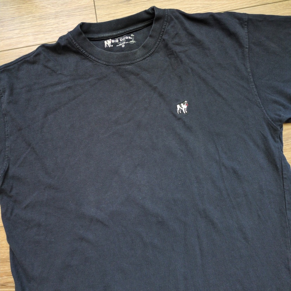 Vintage Y2K Big Dogs T-Shirt Navy Blue Embroidered Logo Skater Surfer Size M
